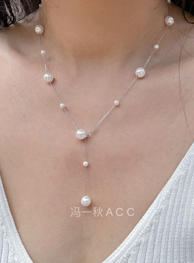 满天星冷白色正圆强光珍珠项链