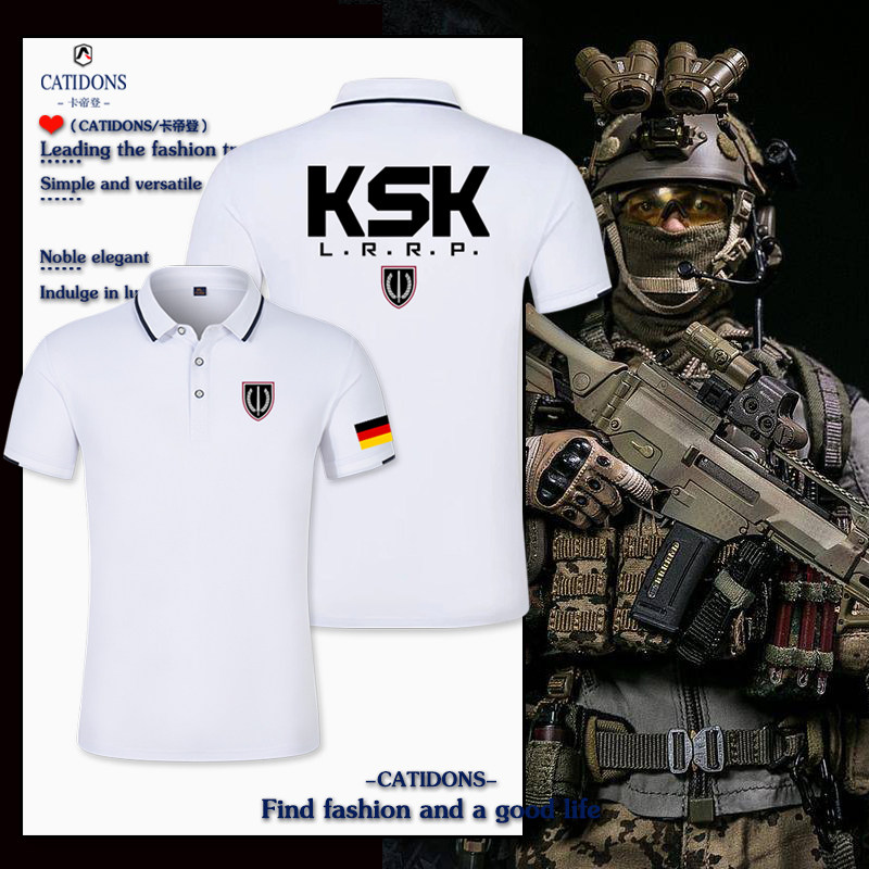 德国陆军特种作战部队KSK军迷战术polo衫短袖翻领t恤定制logo半袖