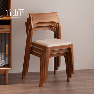 实木餐椅家用2025新款靠背椅子可叠放小户型茶椅餐桌专用软包椅子