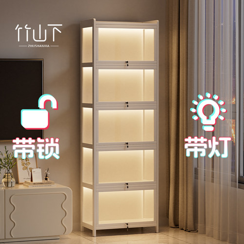 手办展示柜带灯模型收纳置物架