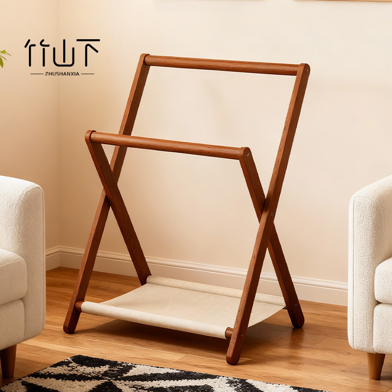 床头衣帽架落地小实木卧室挂衣架