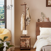 实木小鹿挂衣架落地卧室客厅移动衣架脏衣篓置物架创意儿童衣帽架