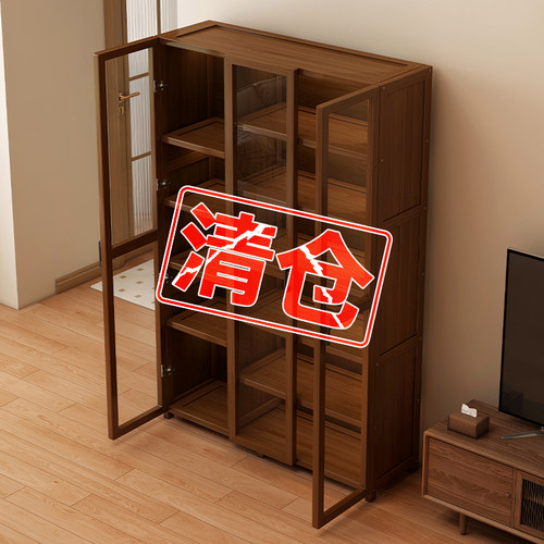 家用书柜防尘书架一体靠墙置物架