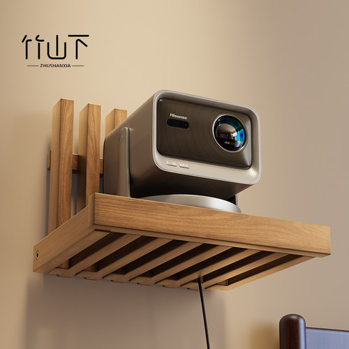 创意投影仪壁挂支架实木可折叠墙上置物架家用卧室悬空床头柜收纳