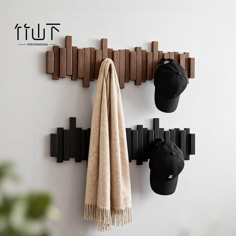 钢琴键挂衣架墙上壁挂实木钩免打孔卧室玄关入户进门后置物衣帽架,住宅家具,衣帽架,淘宝优惠券,粉丝福利购,淘宝优惠卷