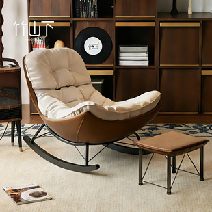 摇摇椅阳台懒人椅晒太阳坐睡两用躺椅家用休闲成人可睡觉沙发摇椅