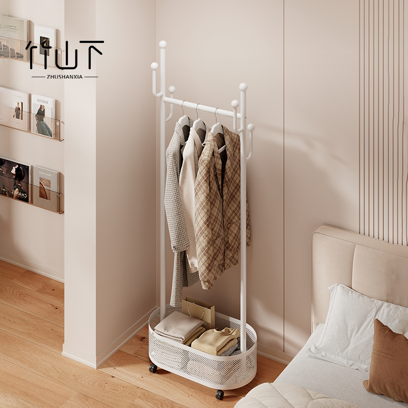 可移动衣帽架落地卧室家用多功能挂衣架房间衣架置物架一体晾衣架