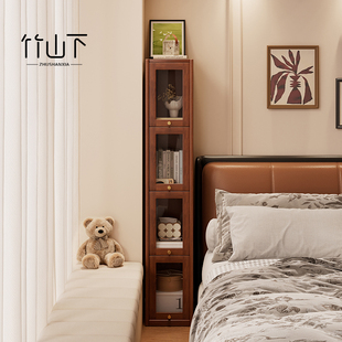 极窄实木床头柜替代品家用卧室25cm小型夹缝床边侧边置物收纳书柜
