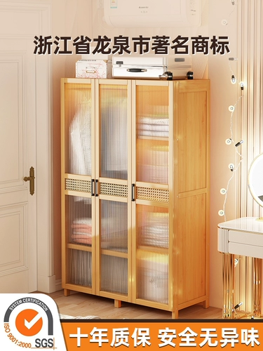 Гардероб предоставление спальни простой арендный жилье для сборки детской экономики гардероб твердый древесина висят гардероб прочный и долговечный