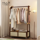 落地衣帽架卧室民宿家用中古藤编可移动脏衣篓轻奢覆古琴键挂衣架