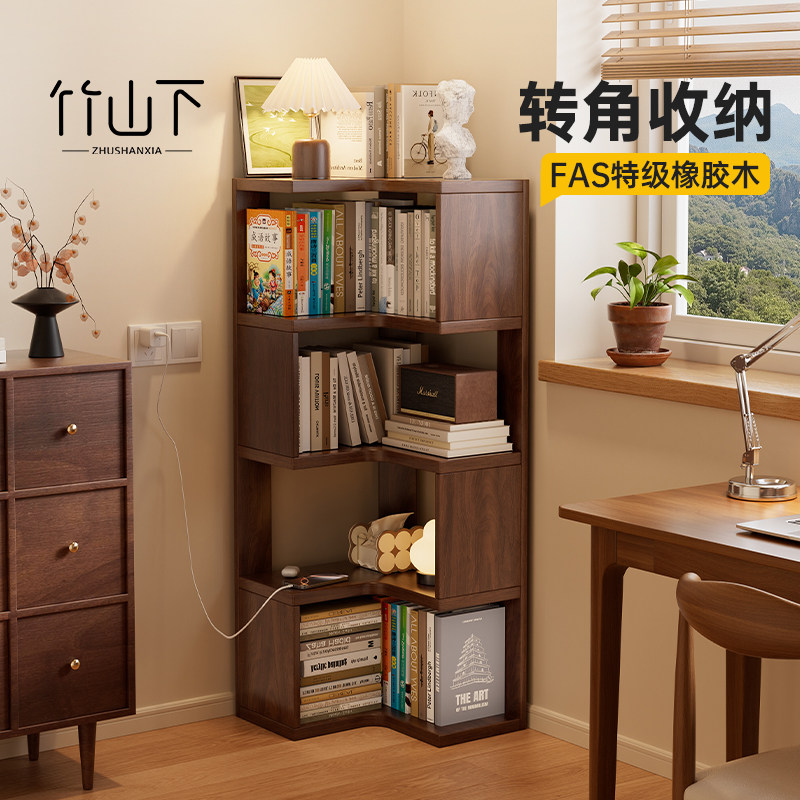 实木转角客厅展示柜书架靠墙立柜家用客厅中古风书柜手办柜置物柜,住宅家具,单个书柜,淘宝优惠券,粉丝福利购,淘宝优惠卷