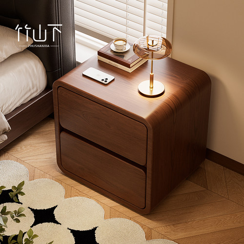 床头柜实木家用卧室2025爆款小型中古风现代简约床边收纳储物柜子
