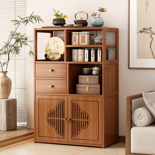 博古架实木中式茶柜置物架茶具茶架茶桌台式茶叶展示架小型多宝阁