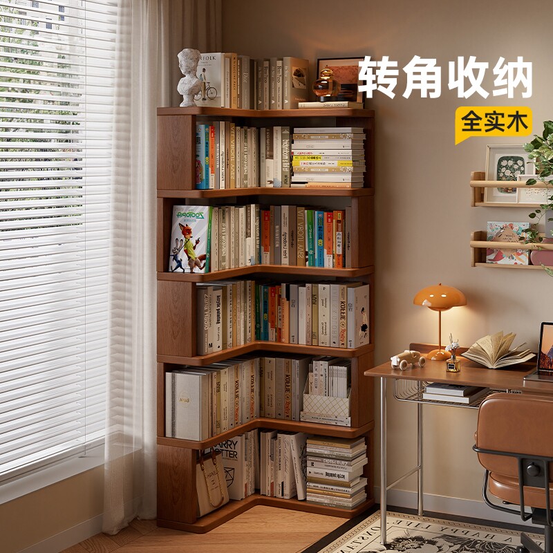 【纯实木】转角书架收纳柜书柜图片