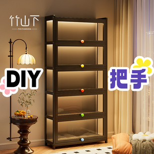 手办展示柜亚克力展示架模型带灯收纳透明摆件痛柜落地防尘置物架