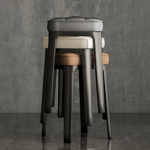 餐桌椅餐椅塑料凳子现代简约可叠放茶椅 餐椅家用轻奢高级2023新款