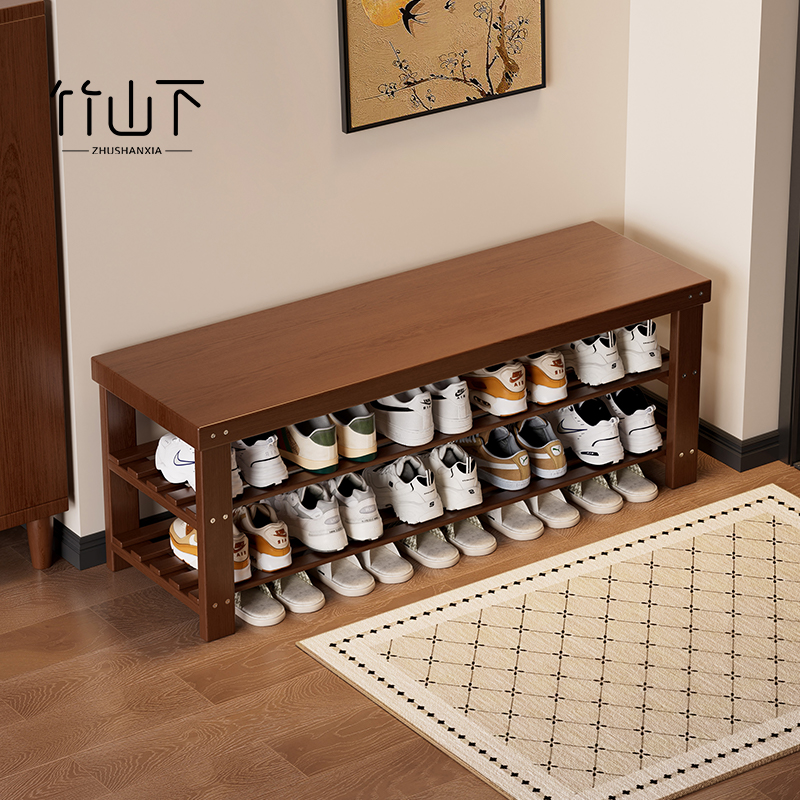 入门换鞋凳门口家用穿鞋凳进门可坐鞋柜中古玄关2025新款多层鞋架