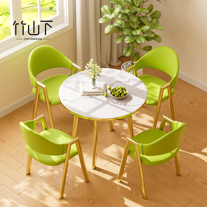 圆桌洽谈桌椅组合奶茶店多巴胺餐桌休息区接待小圆桌简约休闲桌子,住宅家具,餐桌+餐椅,淘宝优惠券,粉丝福利购,淘宝优惠卷