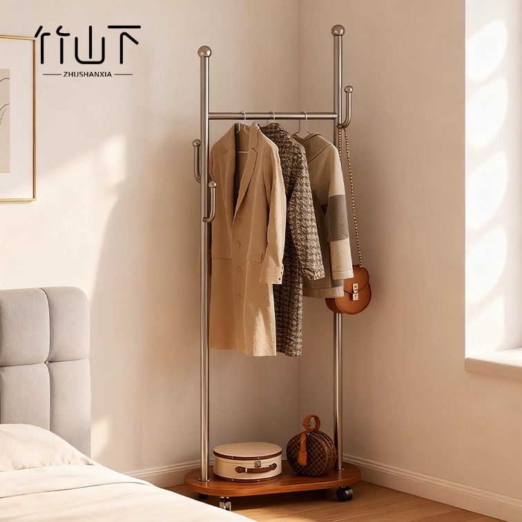 移动衣帽架落地式不占空间家用卧室多功能带收纳挂衣架金属仙人掌