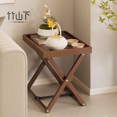 可折叠茶几客厅沙发侧边柜收纳托盘边几家用移动小茶桌户外小桌子