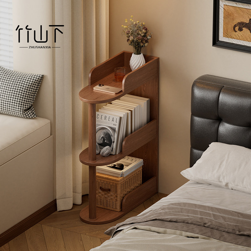 实木床头置物架家用卧室小型床头柜替代品简易窄夹缝柜收纳柜边几