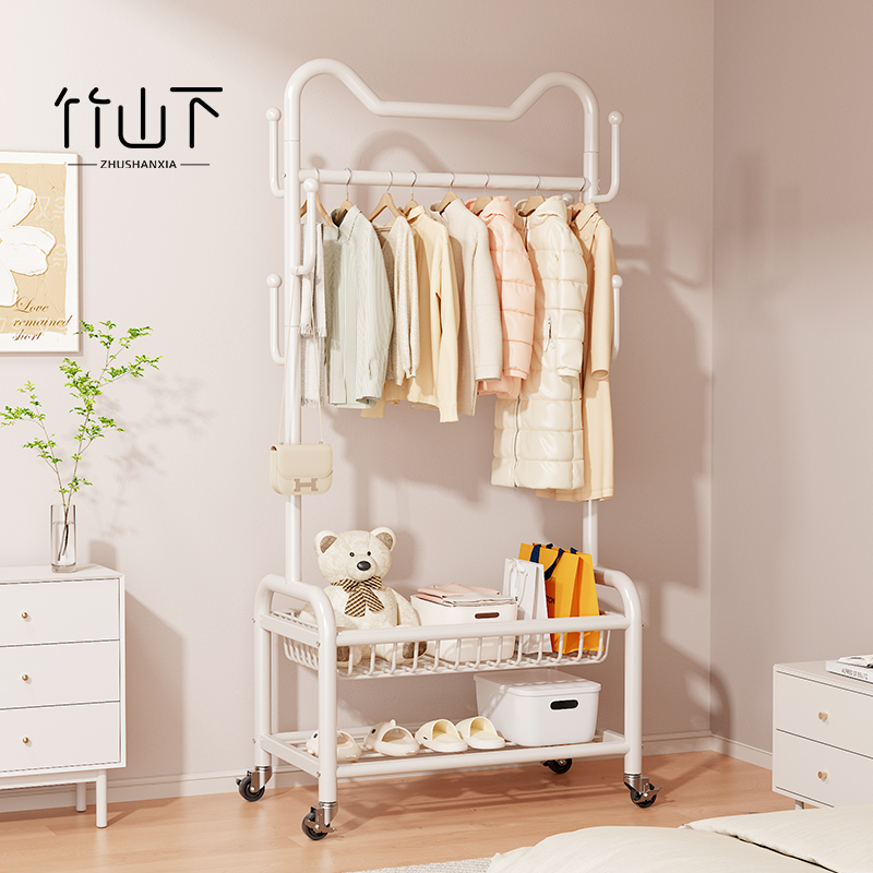 竹山下落地衣帽架置物架收纳架