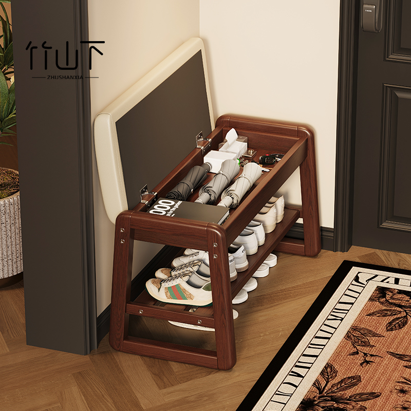 实木换鞋凳门口家用入户中古进门可坐鞋柜可收纳新款穿鞋凳进门凳