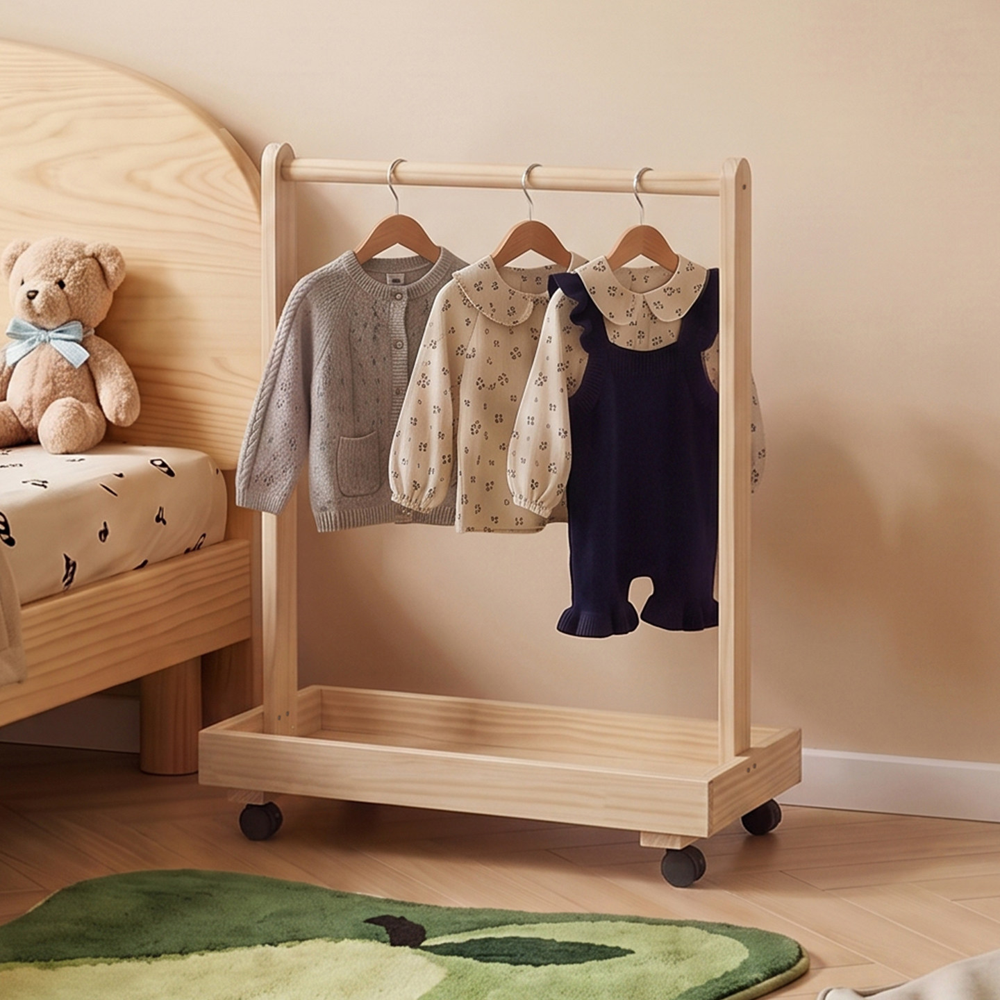 幼儿园简易儿童衣帽架落地卧室家用挂衣架衣服架子迷你小型晾衣架