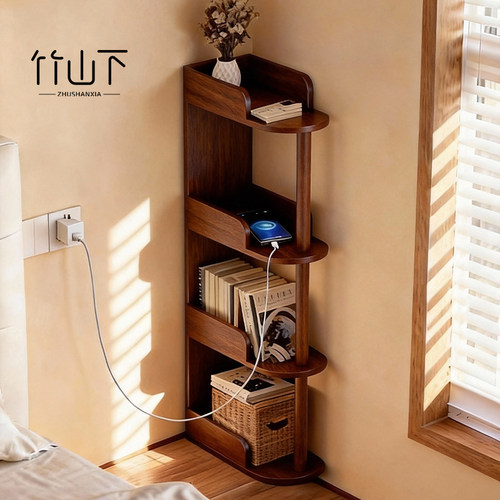 省空间实木靠墙窄边架家用置物架