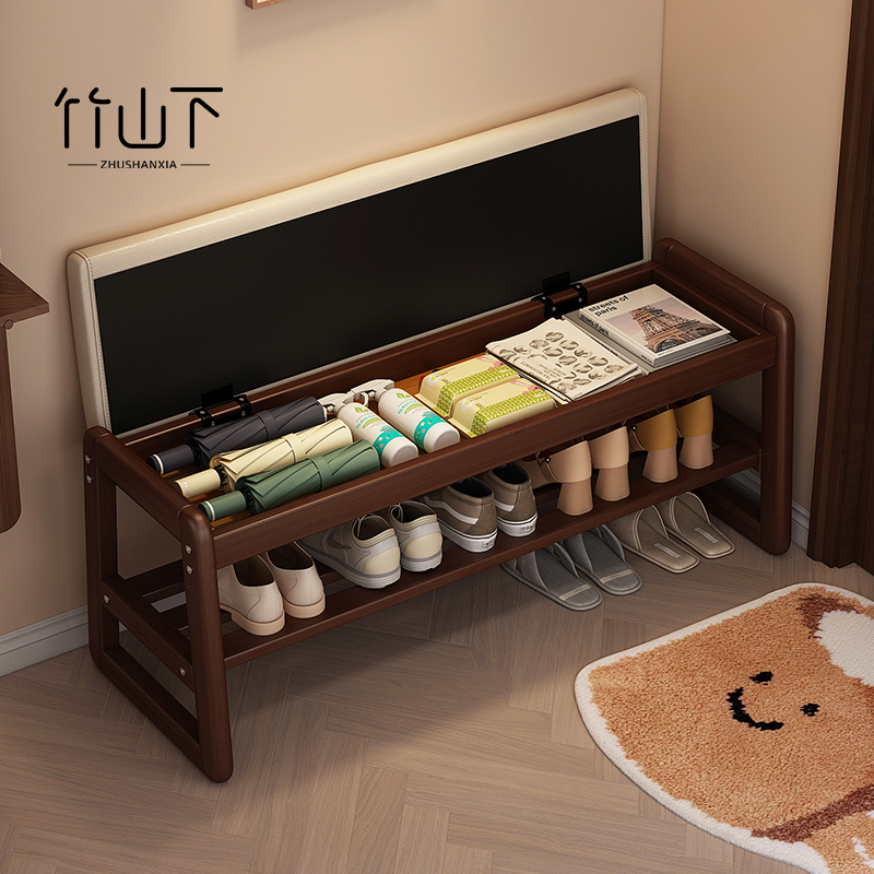 换鞋凳一体鞋柜门口家用多层实木鞋架可坐入户进门收纳储物穿鞋凳
