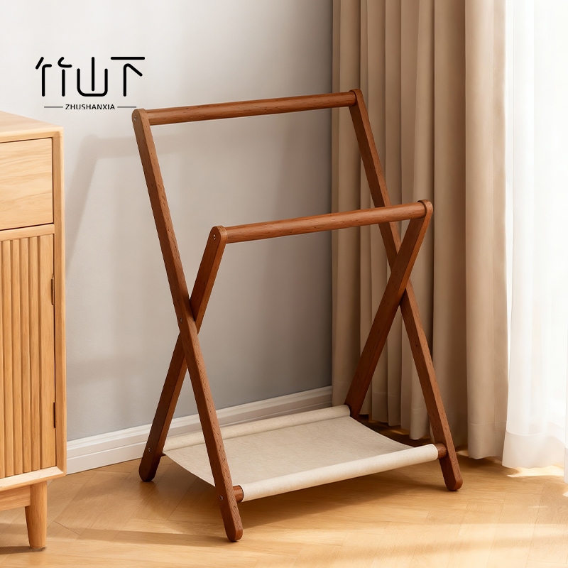 床头衣帽架落地小实木卧室挂衣架
