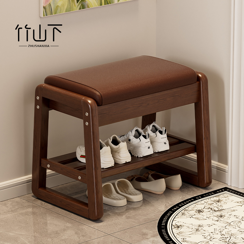 换鞋凳门口家用轻奢实木穿鞋入户可坐鞋柜一体进门凳玄关窄小鞋凳
