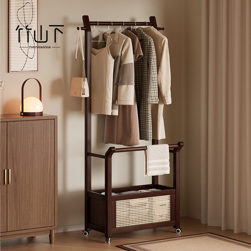 【竹山下】【甄选橡胶木】衣帽架