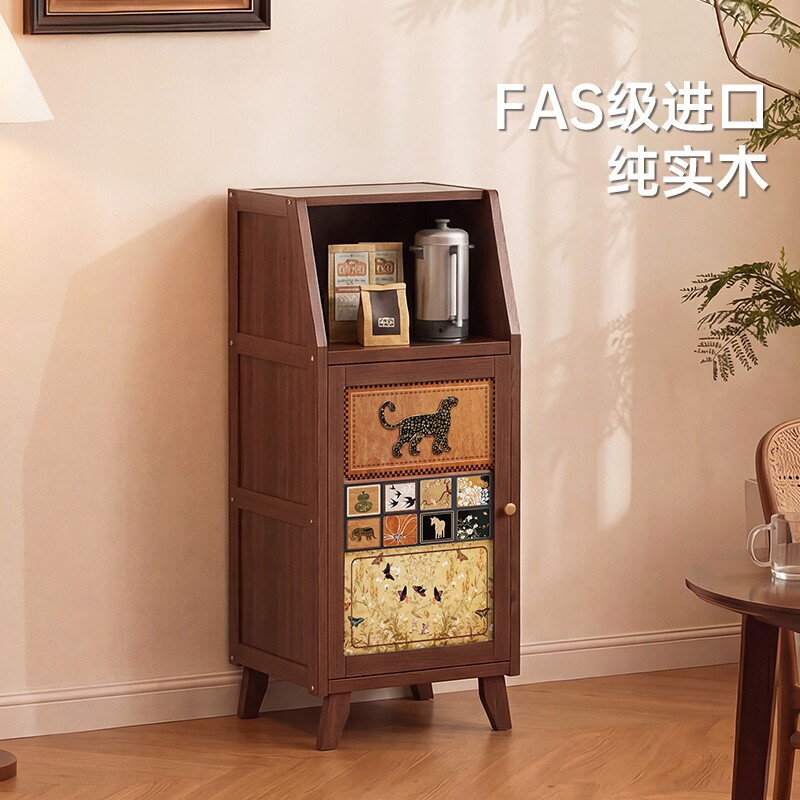 实木餐边柜咖啡柜靠墙一体茶吧柜图片