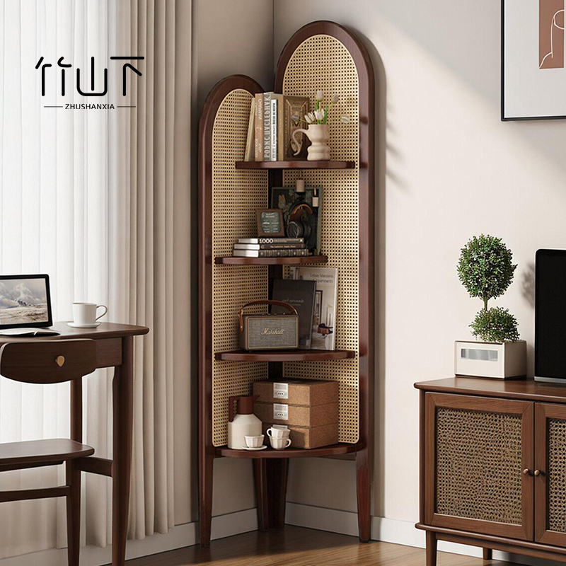 新款中复古式藤编转角柜