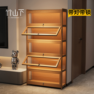 带锁手办展示柜亚克力玻璃防尘透明摆件珠宝落地化妆品礼品陈列柜