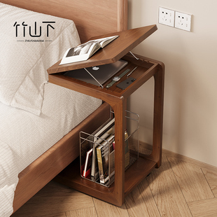 床头小边几床头柜替代品置物架实木家用卧室小型可移动边几小桌子