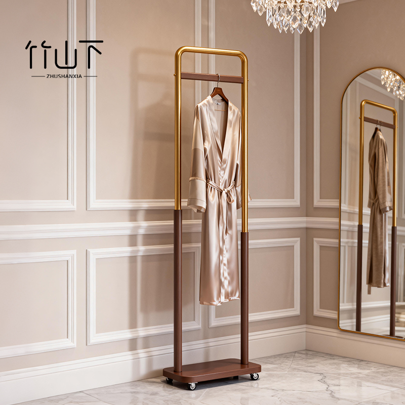 中古风落地式挂衣架移动衣帽架