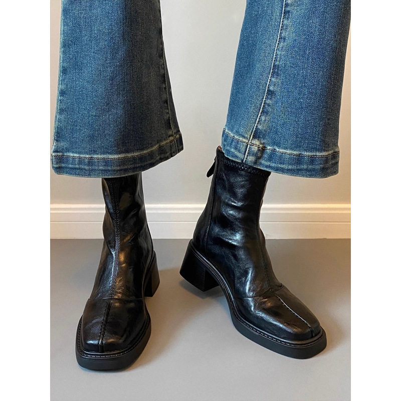 粗跟法式小短靴女2025新款秋冬单靴高跟弹力瘦瘦切尔西靴大码女靴,女鞋,切尔西靴,淘宝优惠券,粉丝福利购,淘宝优惠卷