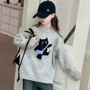 女大童毛衣秋冬装2026新款初中生女生休闲针织上衣中学生套头毛衣