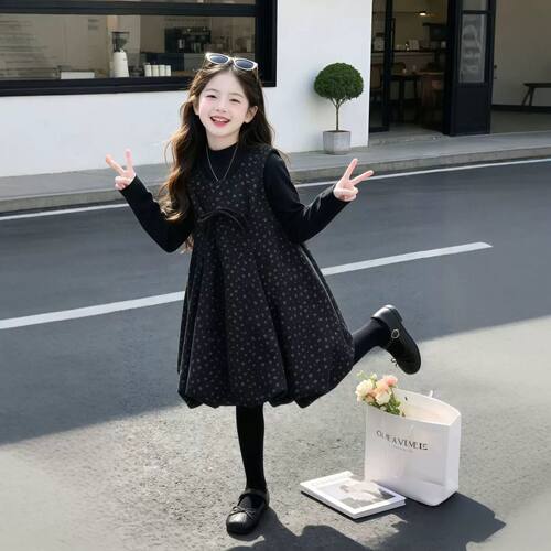 秋冬女童韩系甜美背心裙连衣裙