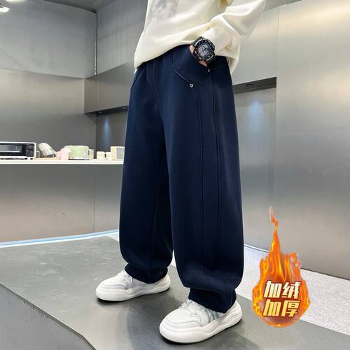 男童秋冬加绒加厚直筒卫裤休闲裤