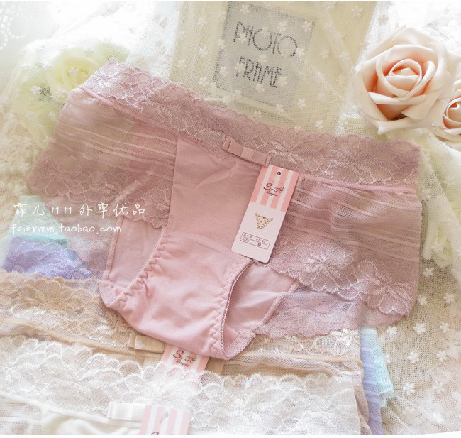 莫代尔中腰透气薄款蕾丝内裤
