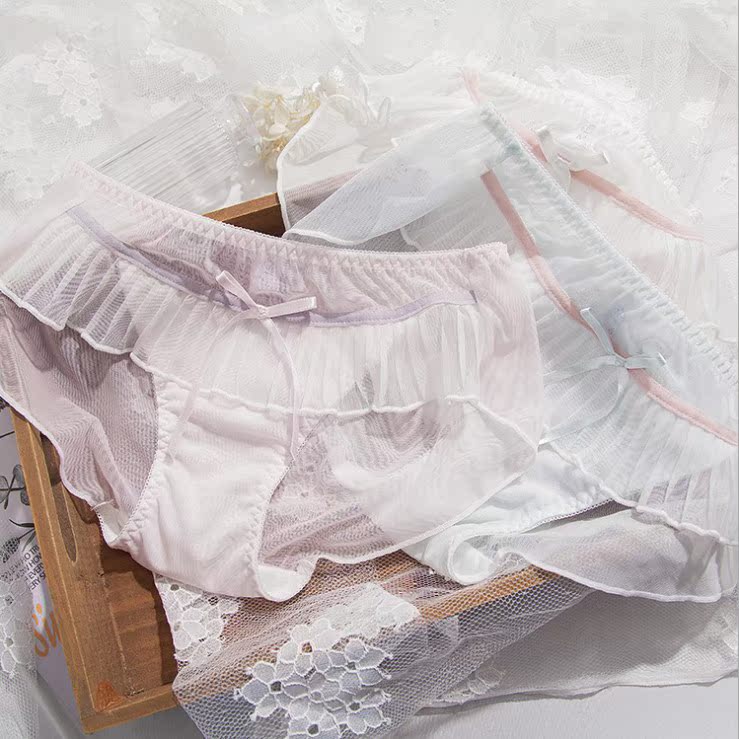 中腰网纱性感超薄透气女生内裤