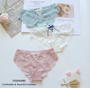 N524舒适女士低腰性感蕾丝浪漫法式 少女心无痕女生内裤 风格