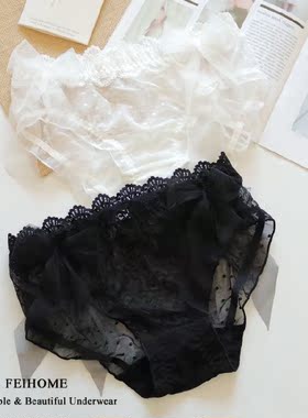 N427舒适女士中低腰性感蕾丝无痕春夏季女生内裤白色黑色M/L/XL