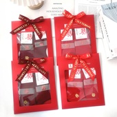 婚鞋 结婚红袜子喜袜2双礼袋装 新郎新娘情侣男女款 中筒短筒隐形袜