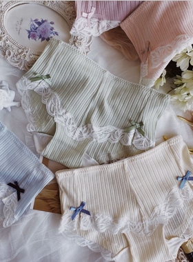 N640女士舒适中腰纯棉薄款内裤女式短裤蕾丝花边女生包臀无痕MLXL