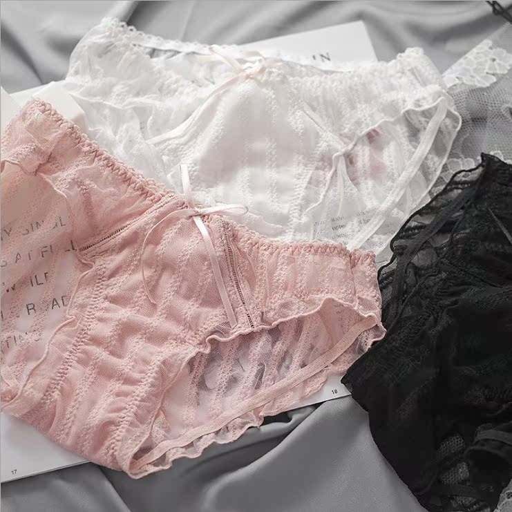 泡泡蕾丝薄款透气蝴蝶结女生内裤