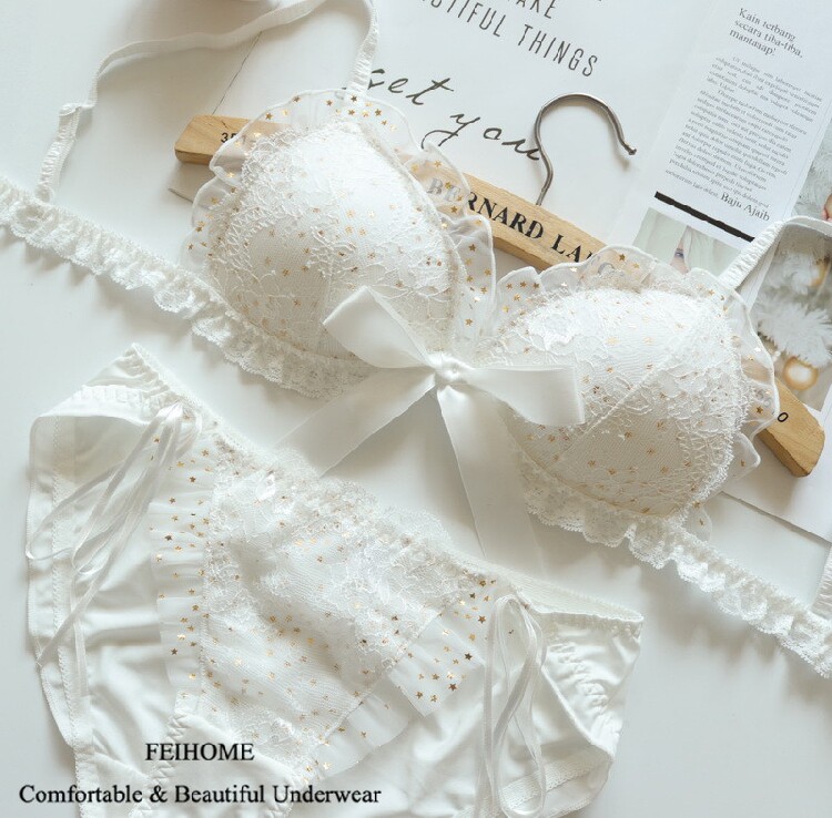 舒适闪闪小星星女生睡眠文胸套装